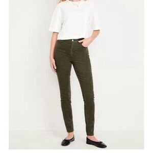 NWT Old Navy Olive Green High Waisted Rockstar Super Skinny Corduroy Pants S 8